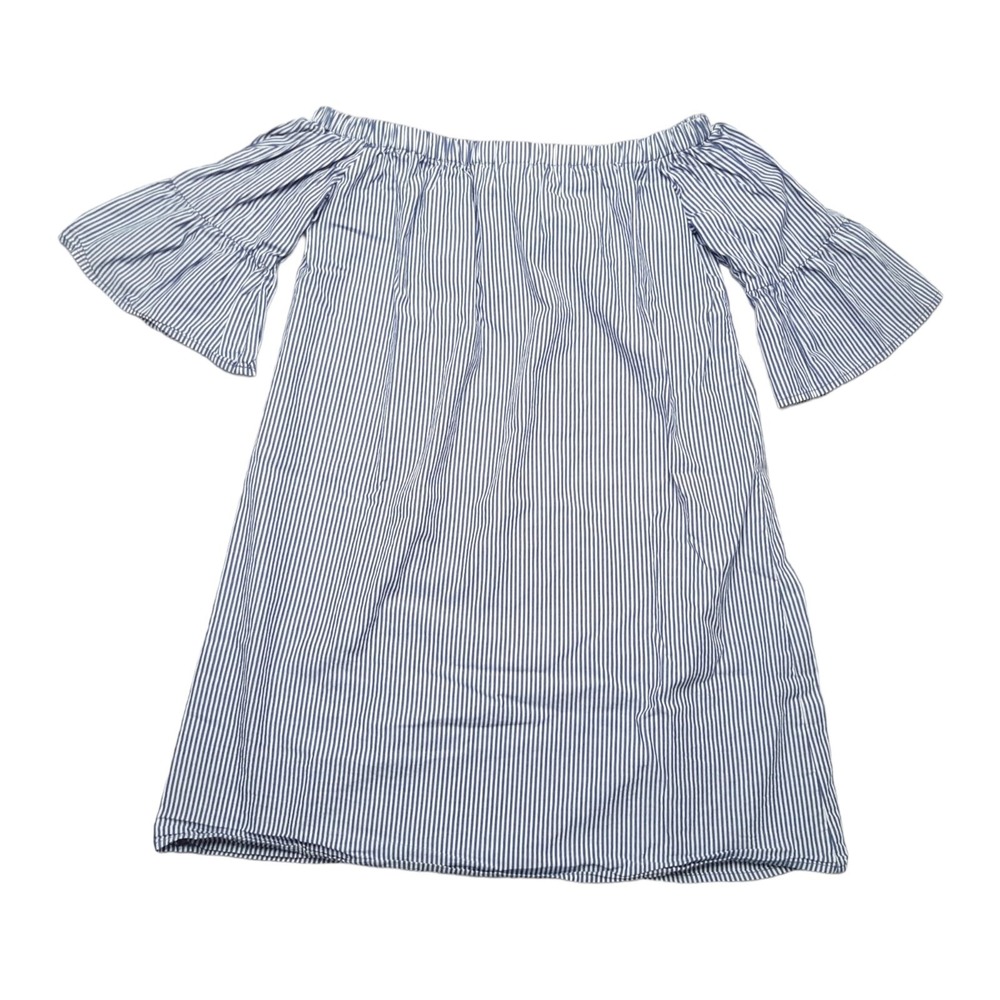 Heart and Hips Top Womens Small Blue‎ Striped Off Shoulder Bell Sleeve Tunic